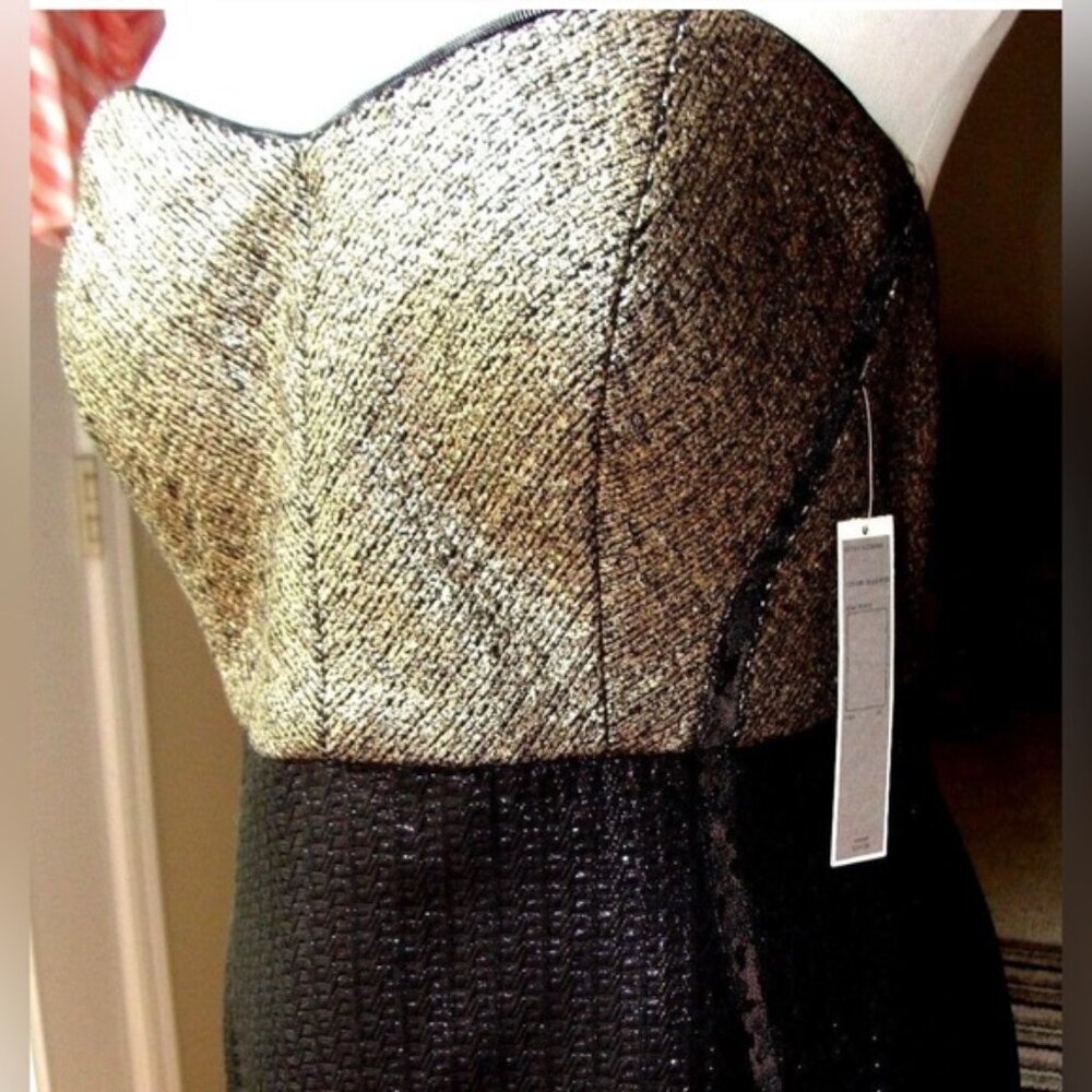 NWT PHOEBE by KAY UNGER WOOL Blend Strapless Metallic Dress 62D0280 Size‎ 16
